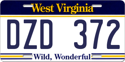 WV license plate DZD372