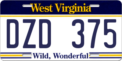 WV license plate DZD375