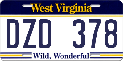 WV license plate DZD378