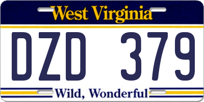 WV license plate DZD379