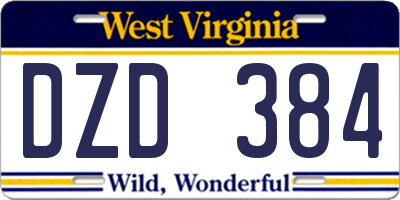 WV license plate DZD384