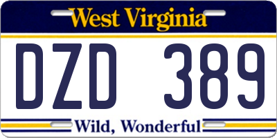 WV license plate DZD389