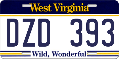 WV license plate DZD393