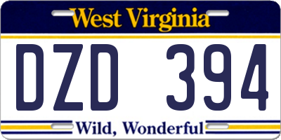 WV license plate DZD394