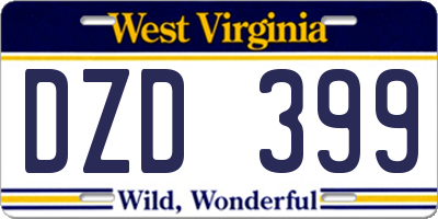 WV license plate DZD399