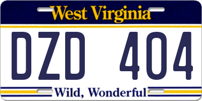 WV license plate DZD404