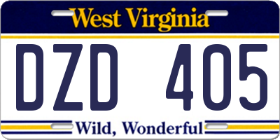 WV license plate DZD405
