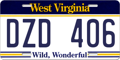 WV license plate DZD406