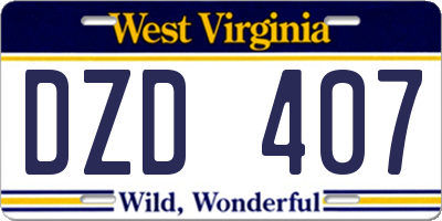 WV license plate DZD407