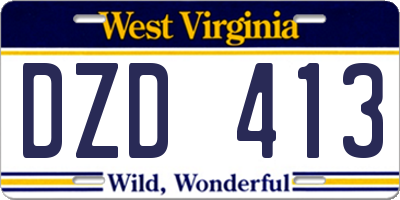 WV license plate DZD413