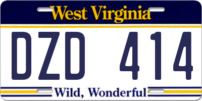 WV license plate DZD414