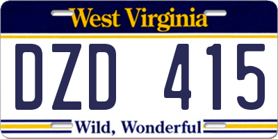 WV license plate DZD415