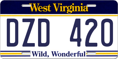 WV license plate DZD420