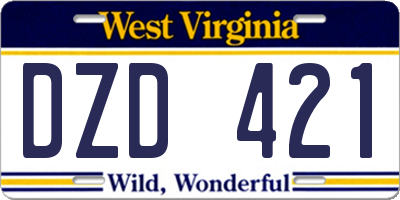 WV license plate DZD421