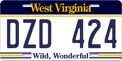 WV license plate DZD424