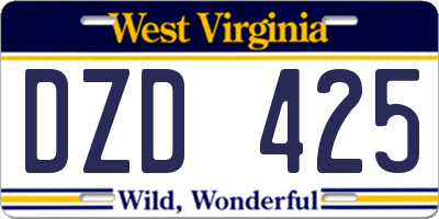 WV license plate DZD425
