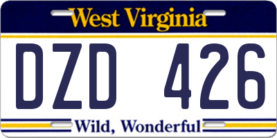 WV license plate DZD426