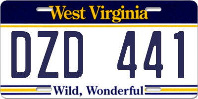 WV license plate DZD441