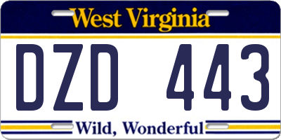 WV license plate DZD443