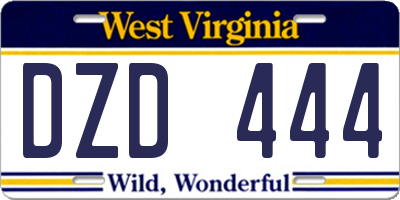 WV license plate DZD444