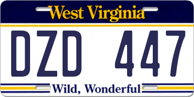 WV license plate DZD447