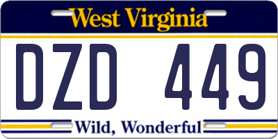 WV license plate DZD449