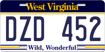 WV license plate DZD452