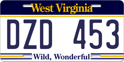 WV license plate DZD453