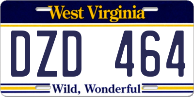 WV license plate DZD464