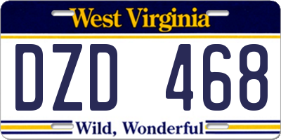 WV license plate DZD468