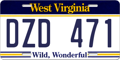 WV license plate DZD471