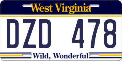 WV license plate DZD478