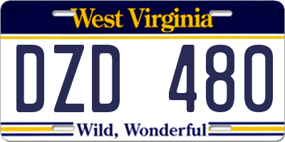 WV license plate DZD480