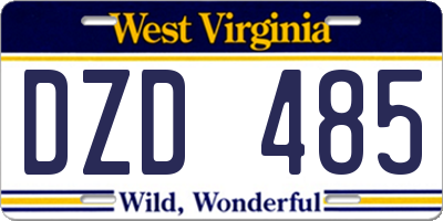 WV license plate DZD485