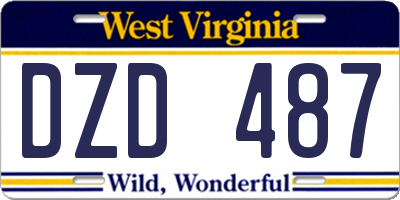 WV license plate DZD487