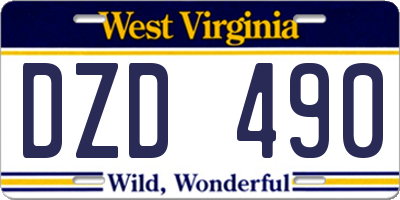 WV license plate DZD490