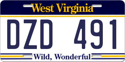 WV license plate DZD491