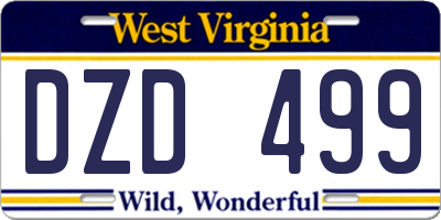 WV license plate DZD499