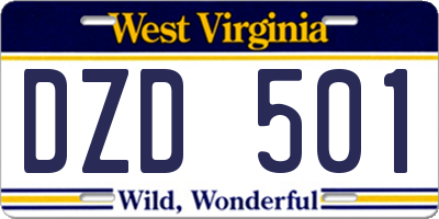 WV license plate DZD501