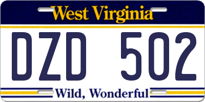 WV license plate DZD502