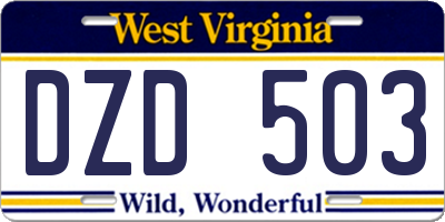 WV license plate DZD503
