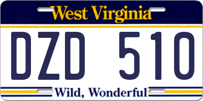 WV license plate DZD510