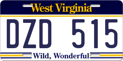 WV license plate DZD515