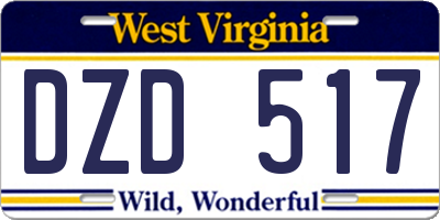 WV license plate DZD517