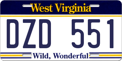 WV license plate DZD551