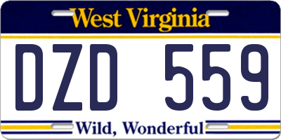 WV license plate DZD559