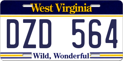 WV license plate DZD564