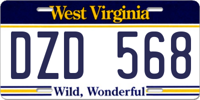 WV license plate DZD568