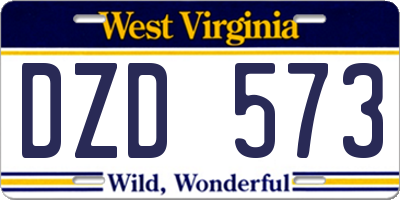 WV license plate DZD573