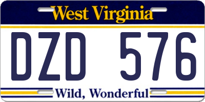 WV license plate DZD576